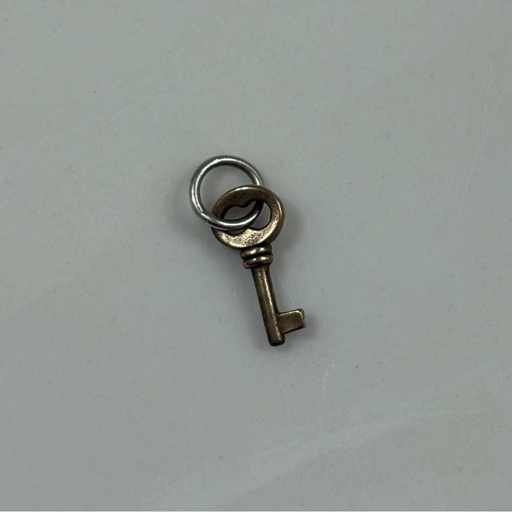 Retired Rare James Avery Mini Key Charm Bronze and Sterling Silver